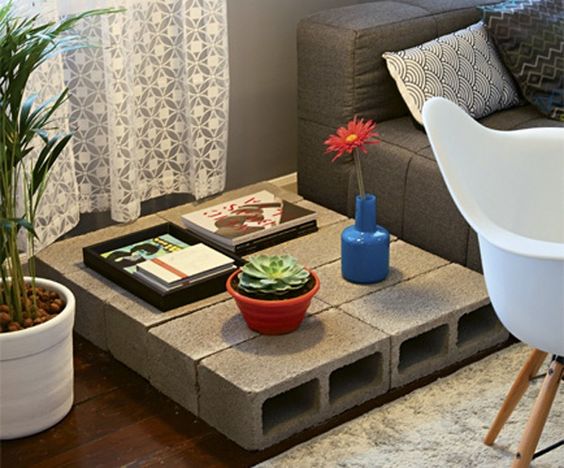 Decoração com bloco de concreto: Centros de mesa