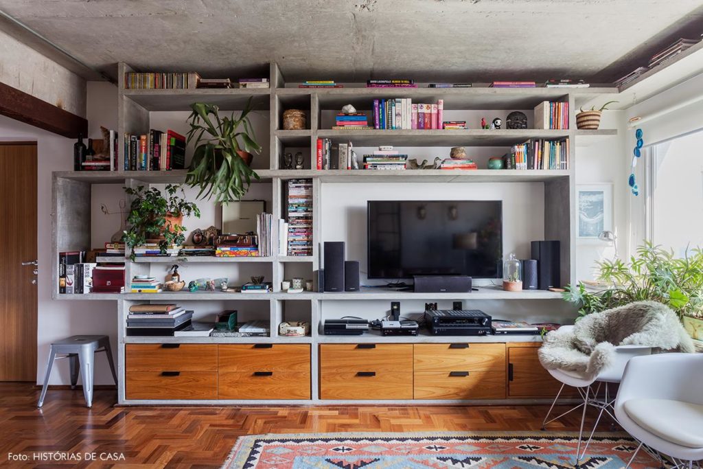 Decoração com bloco de concreto: Estantes
